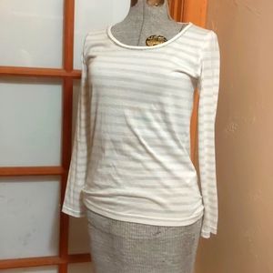 Grove silver and white striped long-sleeved T-shirt, size M